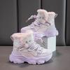Cute Snow Boots Warm Cozy Girls Winter Snow Boots High Top Sneakers Elastic Lace Closure Fleece Lined Outdoor Fun