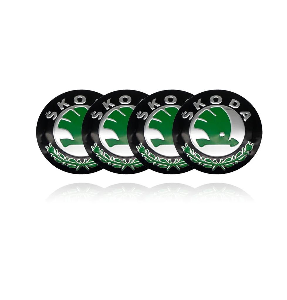 Car Sticker 2026 Hot 4Pcs 56mm Car Hub Cap Badge Logo Decal For Skoda Octavia KAMIQ KODIAQ SUPERB RAPIDFABIA YETI Wheel Sticker