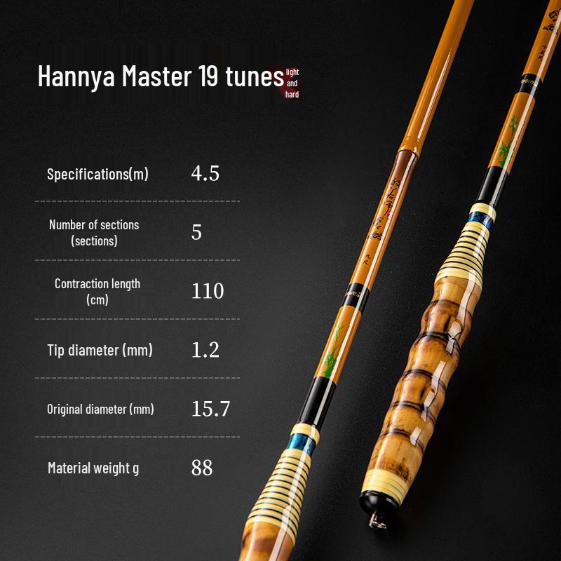 Супержесткий и тонкий бамбуковый удилище для ловли карася - Тайваньская ручная удочка Luohan 37, 28, 19 тонов