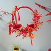 Year Wreath Artificial Flower Front Door Decoration Berries Hanging Winter