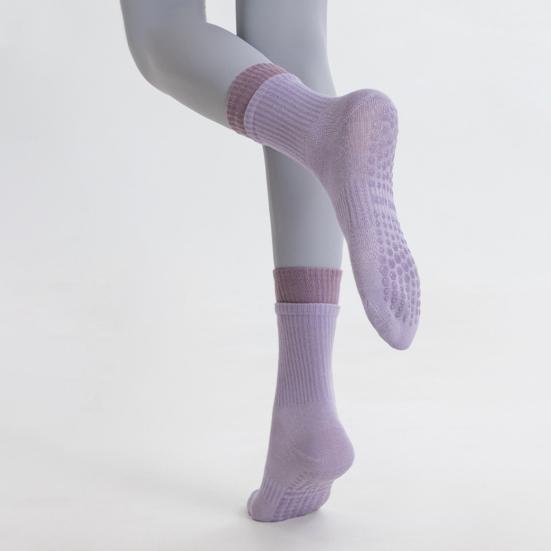 1 Pair Yoga Socks with Non-slip Gripper Breathable Moisture-Wicking Ballet Dance Fitness Pilates Athletic Gym Sports Mid-calf Socks