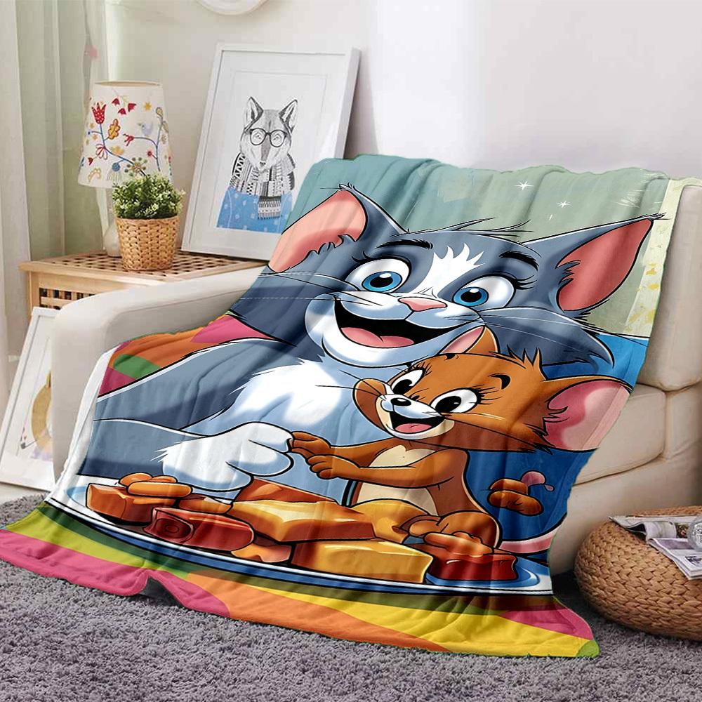 1pc cat mouse Flannel Blanket Soft Warm Throw for Home, Office, Travel, All-Season Cozy Bedding GiftL1137