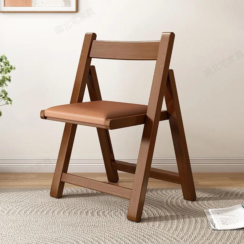 Складной стул из массива дерева - простой складной обеденный стул со спинкой, портативный для кухни, улицы и небольших помещений, мебель.