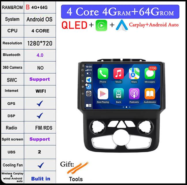 9-дюймовый Android Auto Car Radio для Dodge Ram 1500 2500 3500 2013-2018 Carplay Manual Ac StereoNavigation Carplay Touchscreen BT