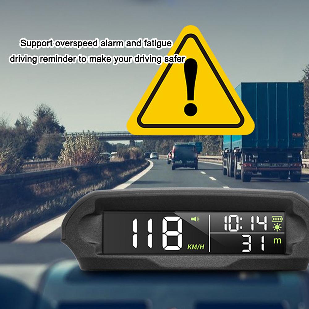 Автомобильный беспроводной HUD дисплей на солнечной батарее GPS цифровой спидометр с ЖК-экраном сигнализация превышения скорости
