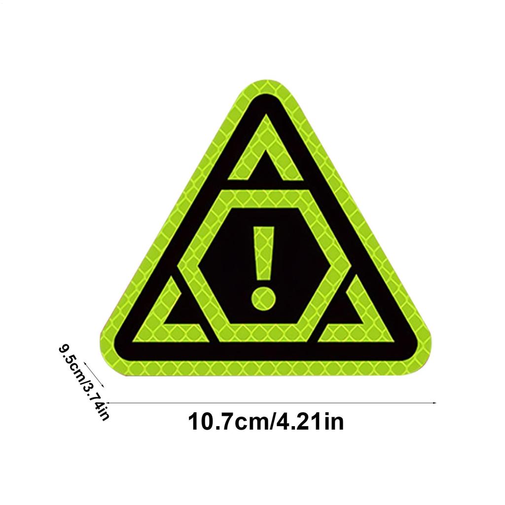 Reflective Sticker, Triangular Warning Reflective Sticker, PVC, Yellow/Green, 240° Wide Angle Reflection, 4.2 x