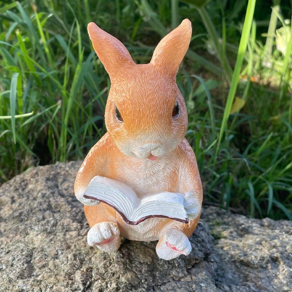 Cartoon Animal Sculpture Resin Miniatures Figurine Crafts Rabbit Frog Statue  Car