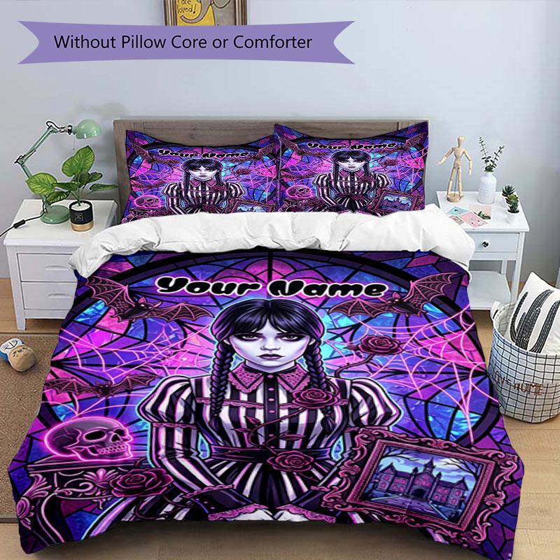 3PC Custom Name Gothic Fantasy Portrait Bedding Set Printed Bedding Set Duvet Cover Closure Includes 1 Duvet Cover & 2 Pillowcases for All Seasons Bed