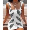 Ayollar Modasi Yelkasi Ochiq Yengsiz Smokli Bodycon Ko'ylak Ayollar Yelkasi Ochiq Mini Ko'ylaklar Ayollar Qisqa Kechki Klub Bosmali Ko'ylak