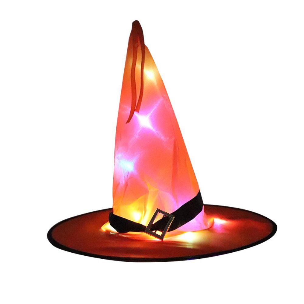 Pointed Cap For Women Men With LED Light Decoration Prop Halloween Witch Hat Cosplay Accessory