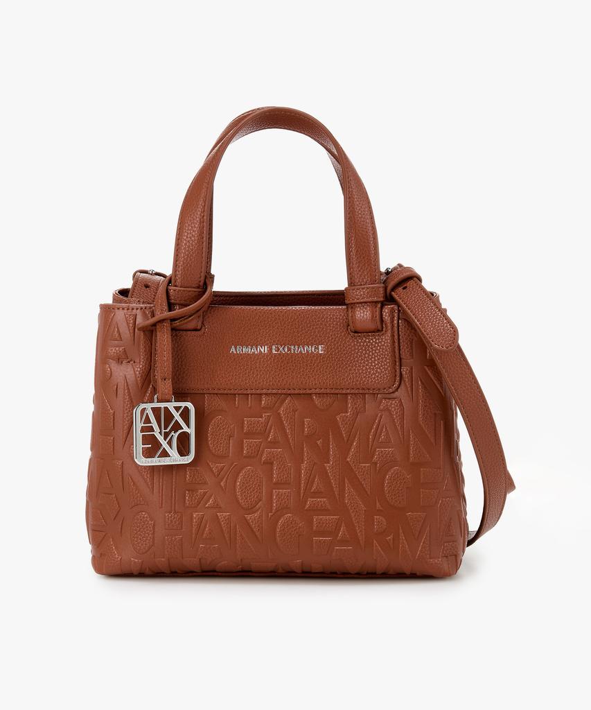 Женская сумка-шоппер Armani Exchange с тиснением логотипа, маленькая, _Коричневая_A425370512