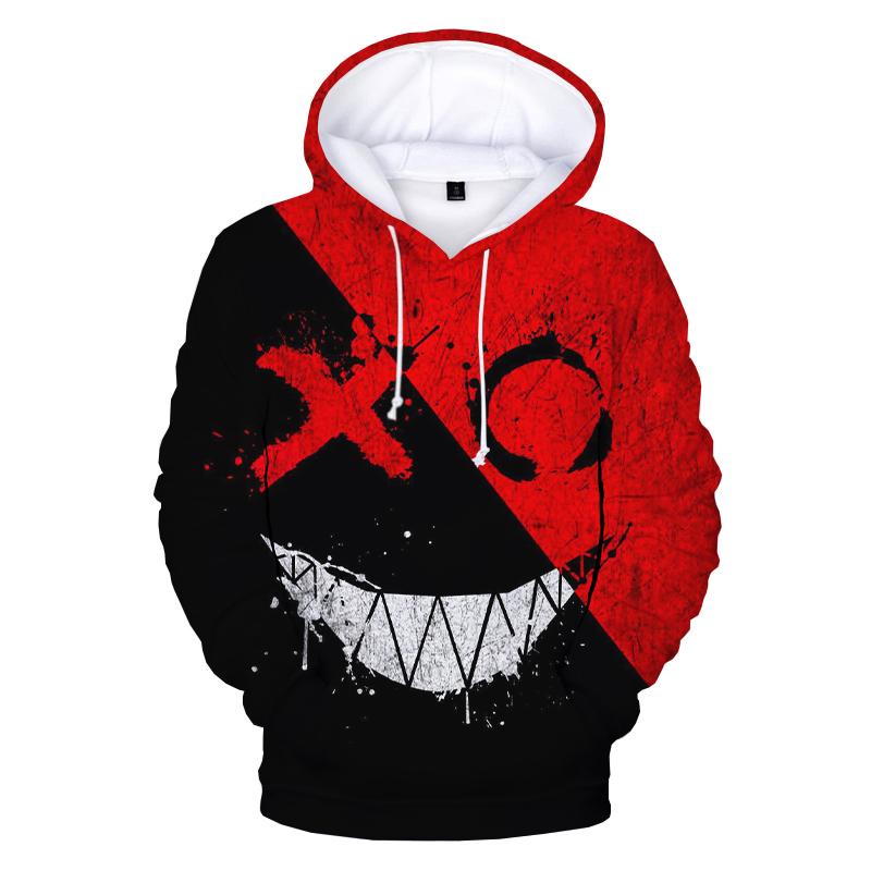XOXO Pattern Модный Дьявол Улыбающееся Лицо 3D Печатные Толстовки С Капюшоном Мужчины Женщины Модные Повседневные Забавные Пуловеры Хип-Хоп Толстовки