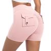 Auroth Women Yoga Sports Shorts Whith Pocket High Stretch Gym Fitness Short Leggings Peach Hip Shorts