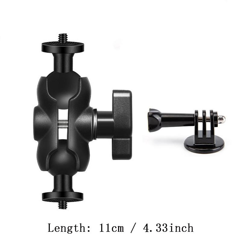 Aluminum Double Socket Arm for 1 Inch Ball Head Holder Mount Clamp for Bicycle Motorcycle Camera Extension For GoPro Insta360