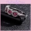 Stunning Ruby Right Hand Ring Silver Eternal Bridal Band For Women