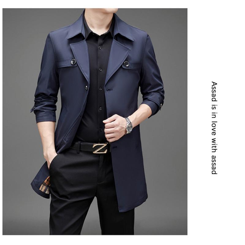 Мужское пальто Весна и осень новый повседневный пиджак с лацканами большой размер пожилой средней длины тренчкот деловая мужская одежда