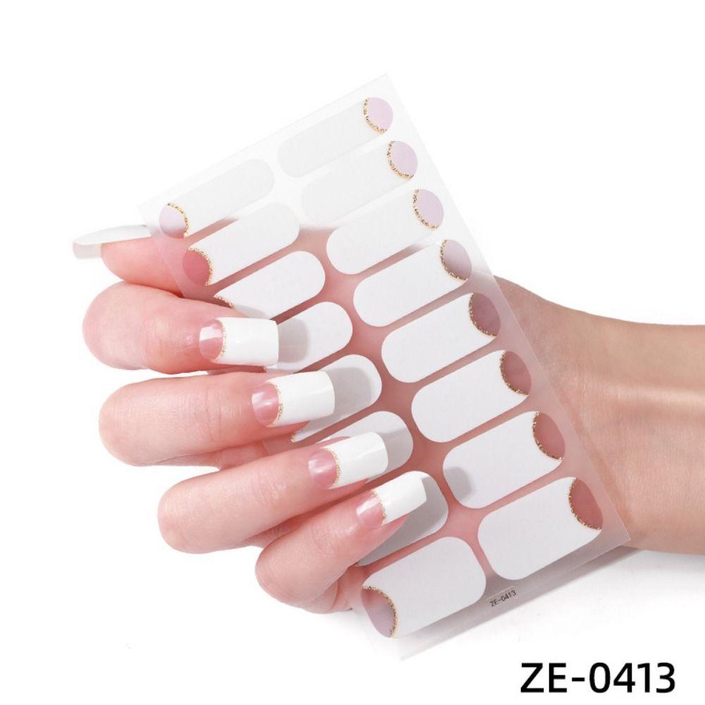 Маникюр Французский патч для ногтей Нажмите на полоски лака для ногтей DIY Nail Art Наклейка для женщин и девочек