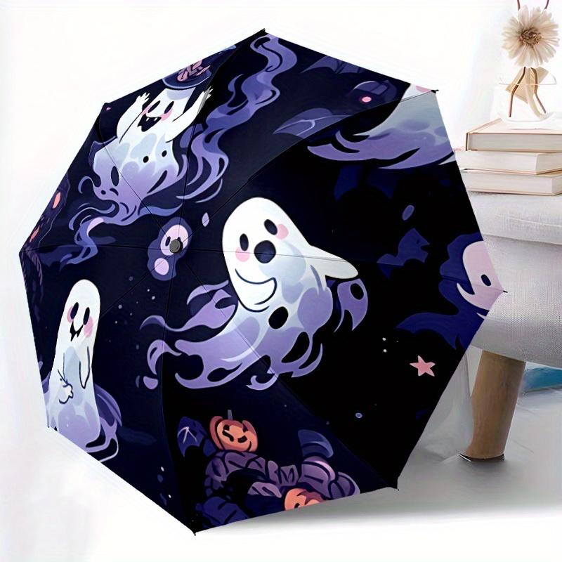 1 шт. Призрачная Ночь Автоматический Открывающийся/Закрывающийся Зонт с Кнопкой Одного Касания, Ветрозащитная Конструкция, Легкий Портативный Зонт для Женщин и Мужчин6081