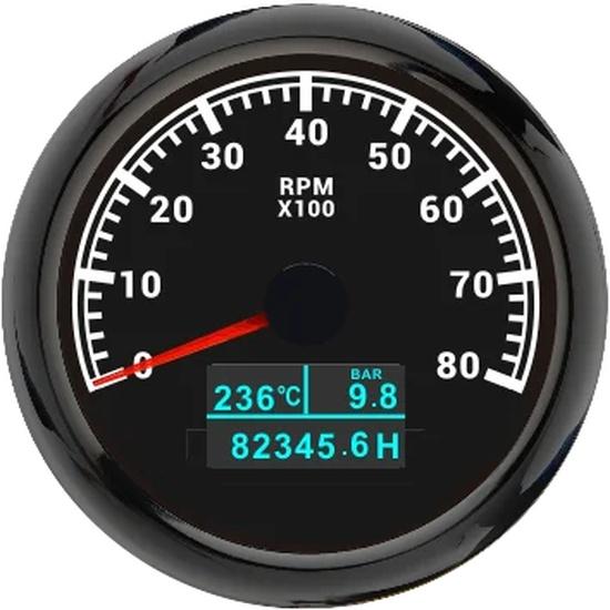 85mm 3000-8000rpm Tachometer +Water Temperature Gauge +Oil Pressure Meter 7 Color Backlight For Car Marine Boat 12V 24V