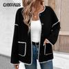 Autumn and Winter Women's Loose Colour Blocking Rocker Jacket