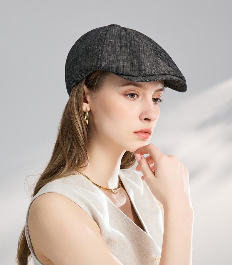 ELLE Fashion Linen Newsboy Hat for Women