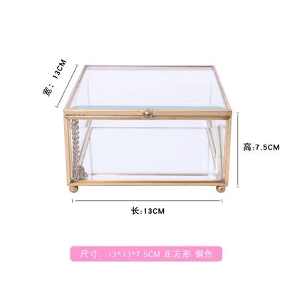 Creative Nordic style Home Dressing table organization Glass jewelry storage box Retro decoration Jewelry display Transparent