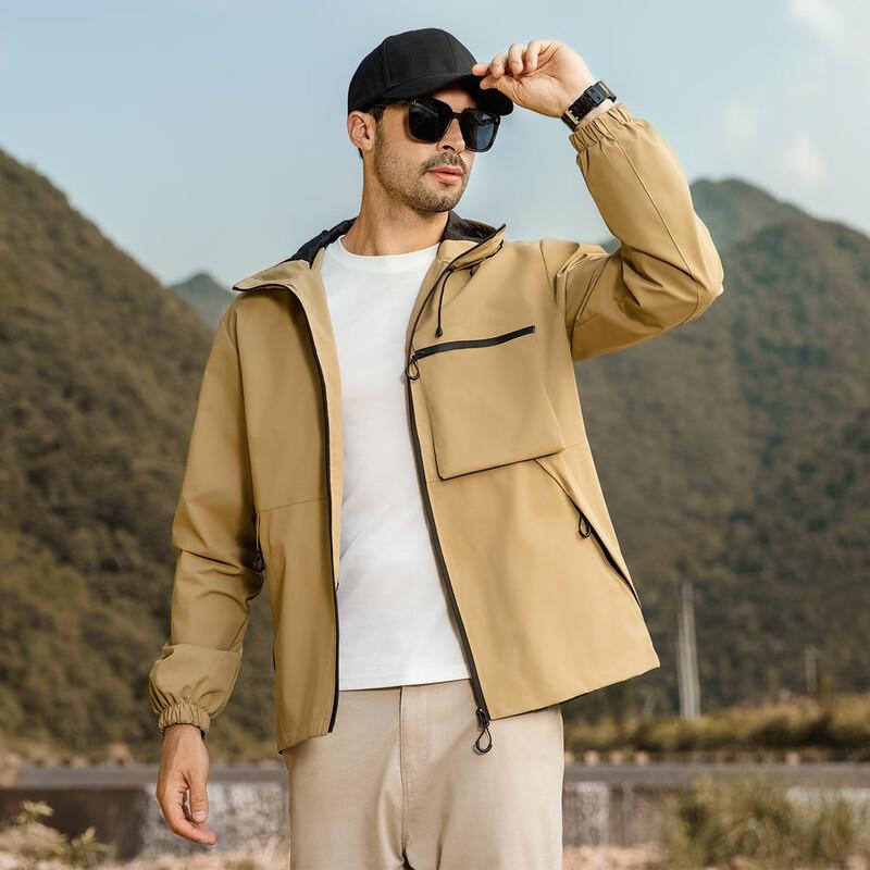 JEEP Men's Spring Autumn Detachable Hood Hiking Jacket