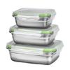 304 Stainless Steel Food Grade 1/3 Set Food Storage Container Lunch Box Leak-Proof Silicone Lid Dishwasher Safe Bento Box