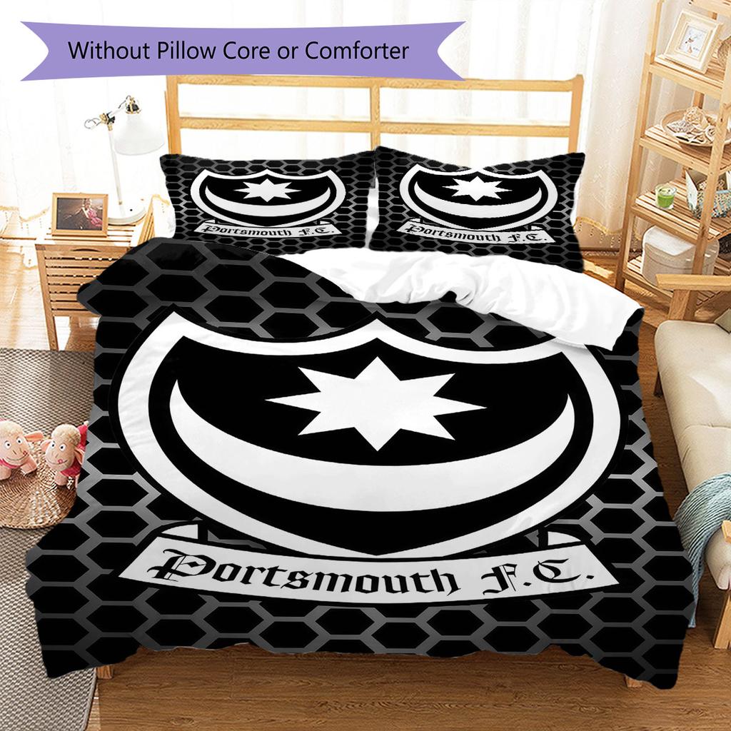 Portsmouth logo Bedding Quilt Set Quilt Cover Pillowcase Home Decoration Birthday Gift (1 * duvet cover + 2 * pillowcase, without core)