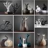 1pcs Ceramic Animal Vase Like Swan Deer Ornament Bookcase Ornament Crafts Home Living Room Office Desktop Figurine Decoration