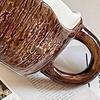 Прочная керамическая миска для овсянки, винтажная кружка из скорлупы кокоса, ручная работа, неровная кофейная чашка с ложкой, термостойкая кружка для горячих напитков, деревенская текстура