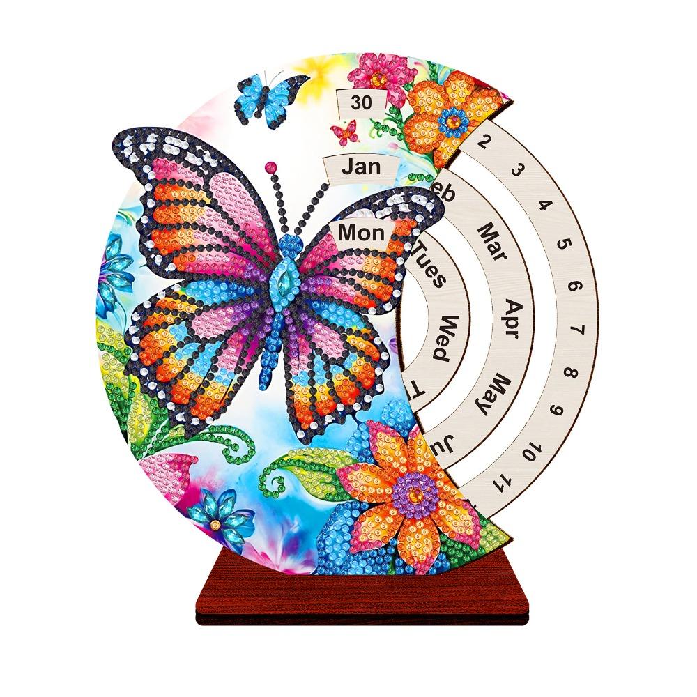 Wooden Diamond Art Perpetual Calendar Kits DIY Diamond Painting Calendar  For Adults