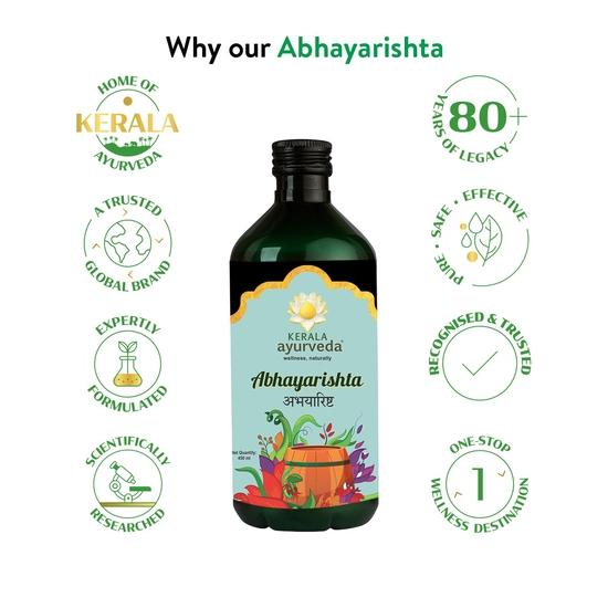 Kerala Ayurveda Abhayarishta 450ml | Bowel wellness | Aids in Detoxification |Natural Laxative | Colon Cleanser | Gut Health | 100% Ayurvedic