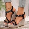 Female Shoes On Sale 2024 High Quality Elastic Band Women Sandals Summer Rome Mixed Colors Outdoor Casual Platform Wedge Sandals