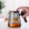 800ml/27.05oz Elegant Glass Infuser Tea Kettle with Wooden Lid and Handle - for Homebrewed Tea