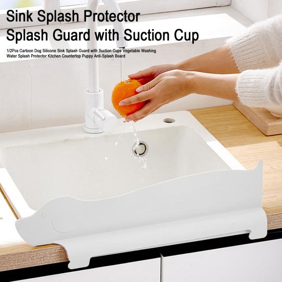 Yousheng 1/2 шт., силиконовая защита для раковины с изображением мультяшной собаки и присосками, защита от брызг для мытья овощей и воды, кухонная столешница с изображением щенка, защита от брызг