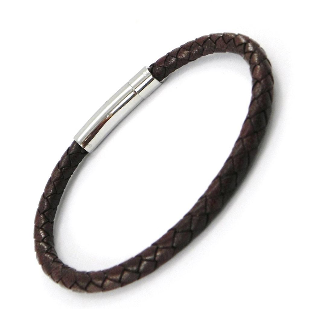 Les Trésors De Lily [I1123] - Стальной кожаный браслет «Тони» серебристо-коричневого цвета, длина 6 мм.