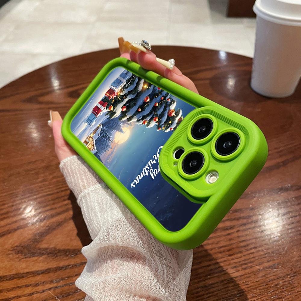 N110 С Новым годом, Рождеством, снеговиком, мягкие чехлы для телефонов с ангельскими глазками для iPhone 16, 15, 14, 13, 11 Pro Max, 8, 7 Plus, 12 mini, XR, XS Max, противоударный чехол