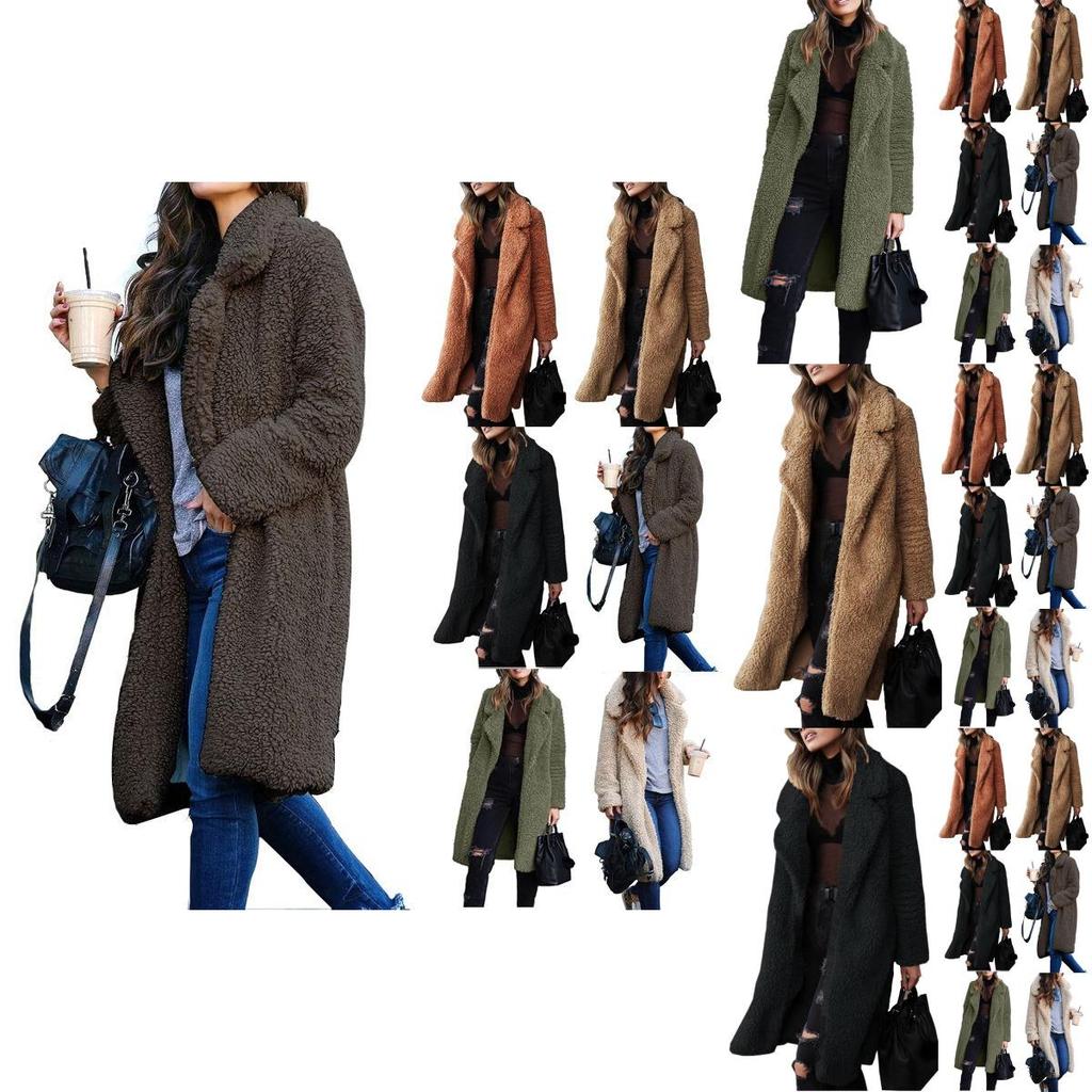Роскошная женская куртка Женский длинный кардиган-пальто Тедди из искусственного меха для зимнего тепла