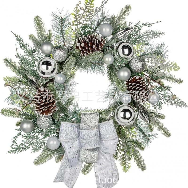 Christmas Decorations Set: LED String Lights Red Poinsettia Flowers Wreath Door Hanging Home Festive Interior