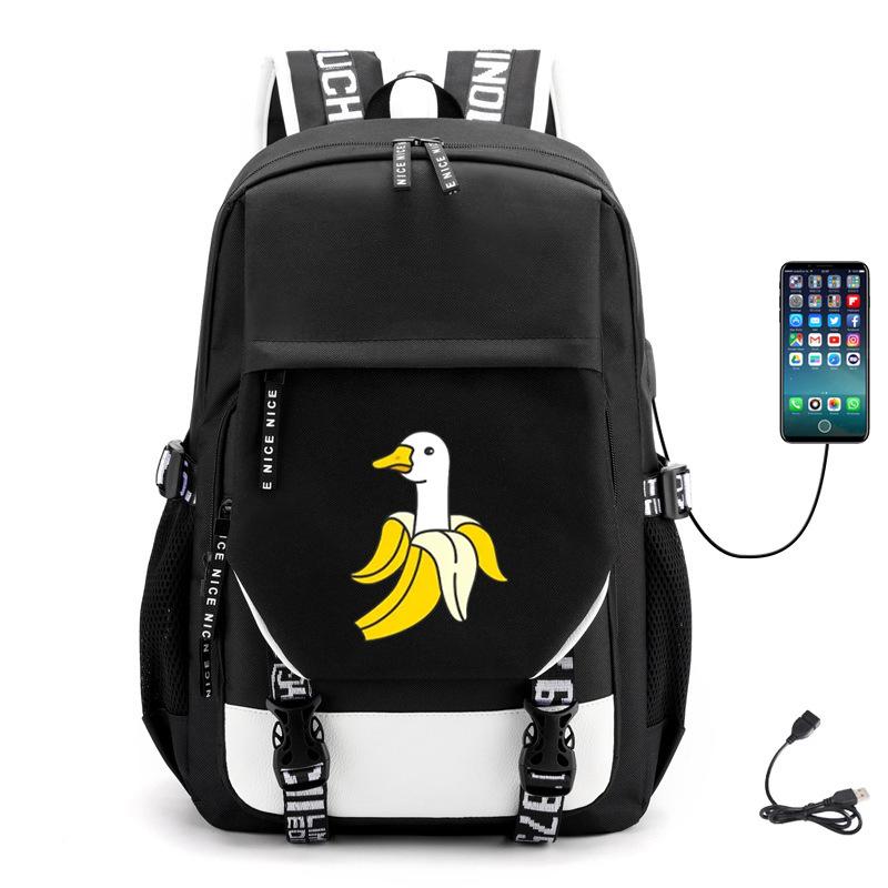 Multifunctional Goose Backpack Large Capacity Student Bag Leisure Travel Usb Computer Bag
