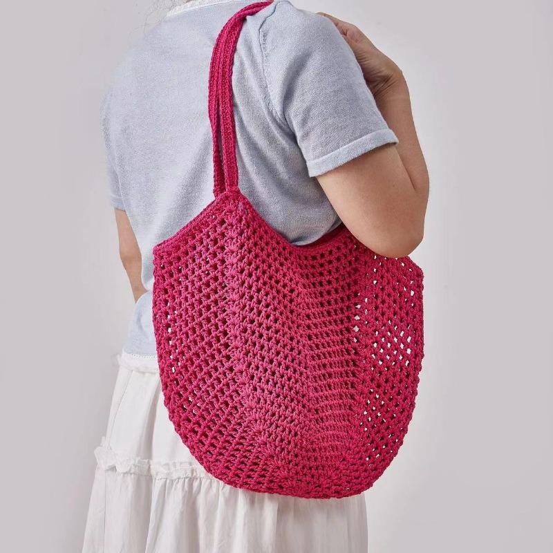 Ручная складная хозяйственная сетчатая сумка из хлопка, многоразовая сетчатая сумка для фруктов, вязаный сетчатый карман с прорезями для кухонного хранения