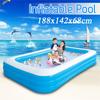 3 Layers Large Size Children's Home Use Paddling Pool Inflatable Square Swimming Pool Heat Preservation Kids Inflatable Pool Blue+White
