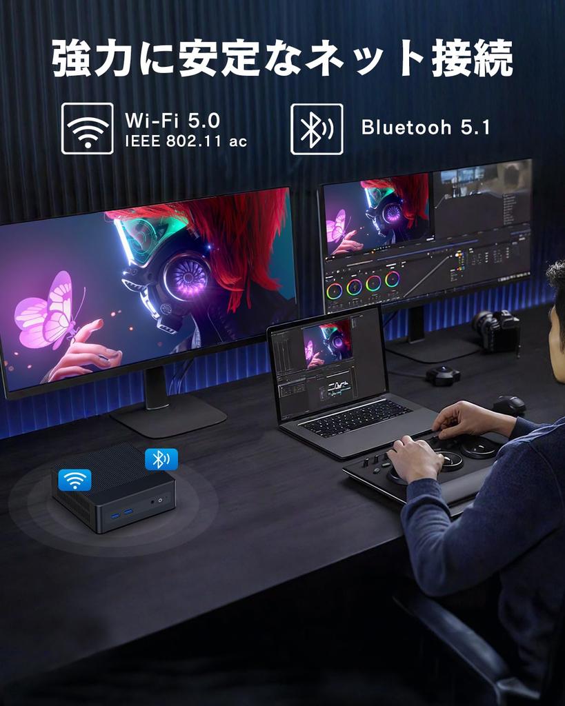 mini VETESA 6500Y Up to stable 4K x 2 screen ideal for light mini PC with Windows 11 and Office lightweight WIFI small PC for office work and video