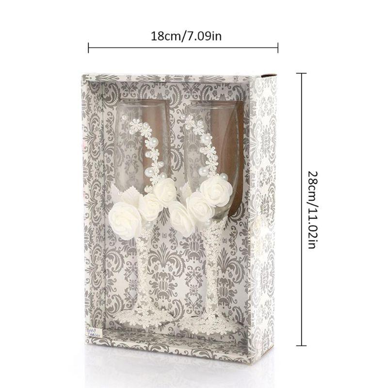 2pcs/set Creative Wedding Glass Creative Pearl Flower Crystal Wedding Champagne Glasses | Wine Glasses