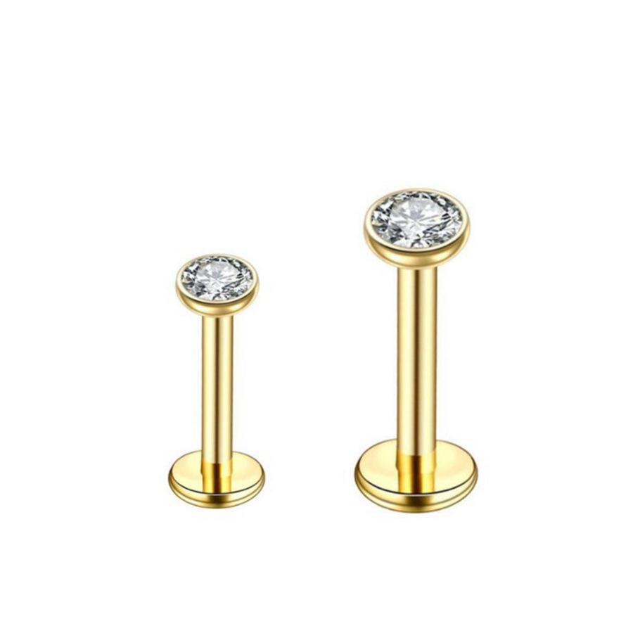 Серьга-лабрет из нержавеющей стали 316L с цирконием, закрепленным крапанами