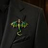 Long-lasting Dragon Pin 2Pcs Rhinestone Flying Brooch, Western Winged Lapel Pin, Alloy Brooch Sweater Cardigan Coat Suit Scarf Decor, Men Jewelry