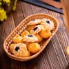 S/L Fruit Food Breakfast Hand-Woven Bread Storage Tray Rattan Tray Wicker Basket Storage Basket