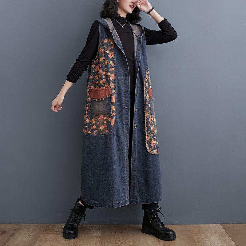 Fashion Autumn Slim Korean Female Long Coat Long Sleeve Tunic Windbreaker Plus Size Women Denim Trench