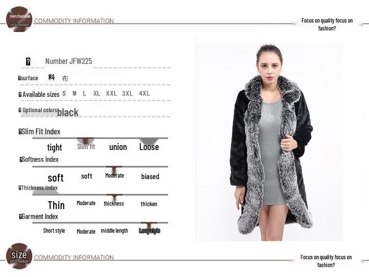 2023 Европейская и американская длинная норковая шуба из искусственного меха с воротником из лисьего меха